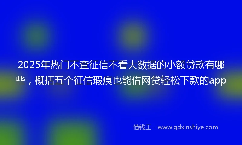 2025年热门不查征信不看大数据的小额贷款有哪些，概括五个征信瑕疵也能借网贷轻松下款的app