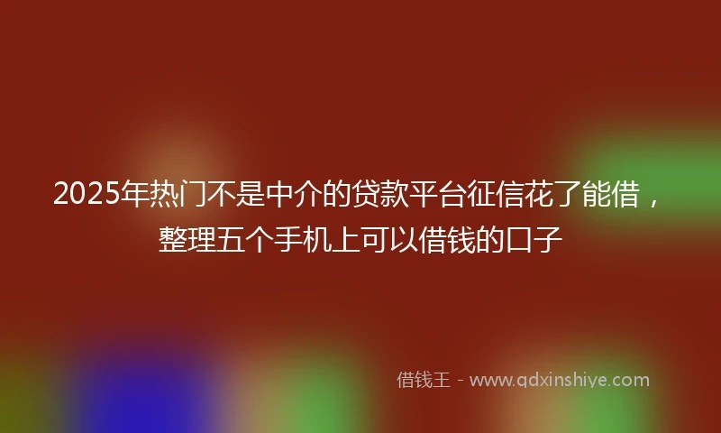 2025年热门不是中介的贷款平台征信花了能借，整理五个手机上可以借钱的口子