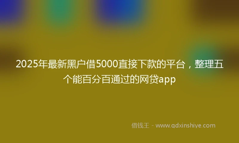 2025年最新黑户借5000直接下款的平台,整理五个能百分百通过的网贷app