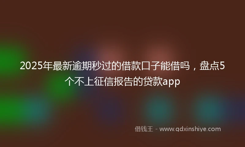 2025年最新逾期秒过的借款口子能借吗,盘点5个不上征信报告的贷款app