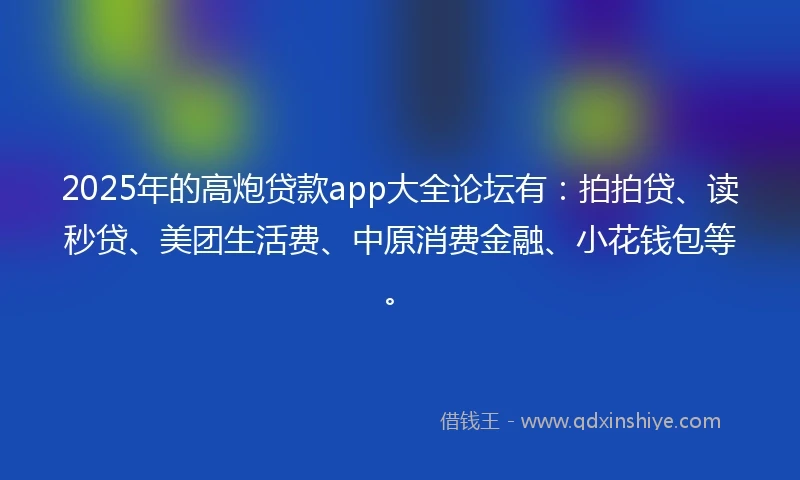 2025年的高炮贷款app大全论坛有：拍拍贷、读秒贷、美团生活费、中原消费金融、小花钱包等。