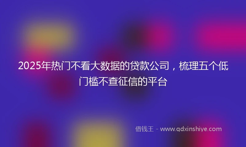 2025年热门不看大数据的贷款公司，梳理五个低门槛不查征信的平台