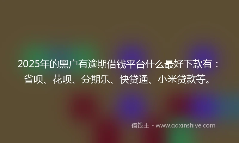 2025年的黑户有逾期借钱平台什么最好下款有：省呗、花呗、分期乐、快贷通、小米贷款等。