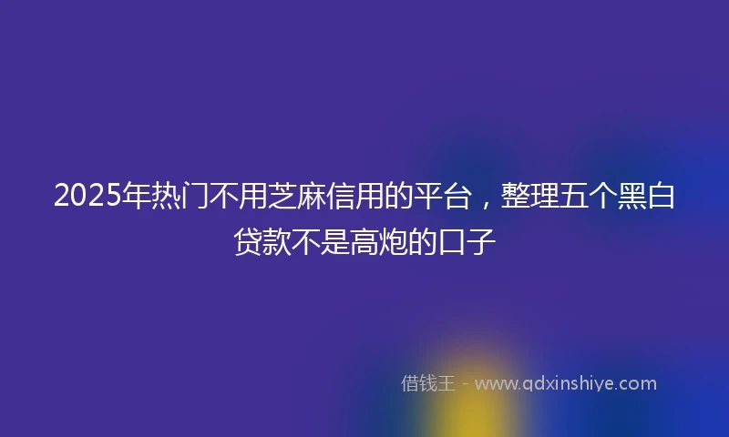 2025年热门不用芝麻信用的平台,整理五个黑白贷款不是高炮的口子