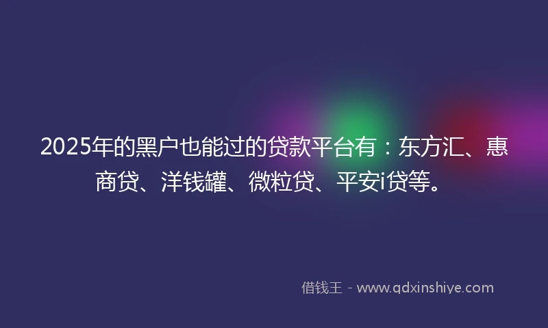 2025年的黑户也能过的贷款平台有:东方汇、惠商贷、洋钱罐、微粒贷、平安i贷等。