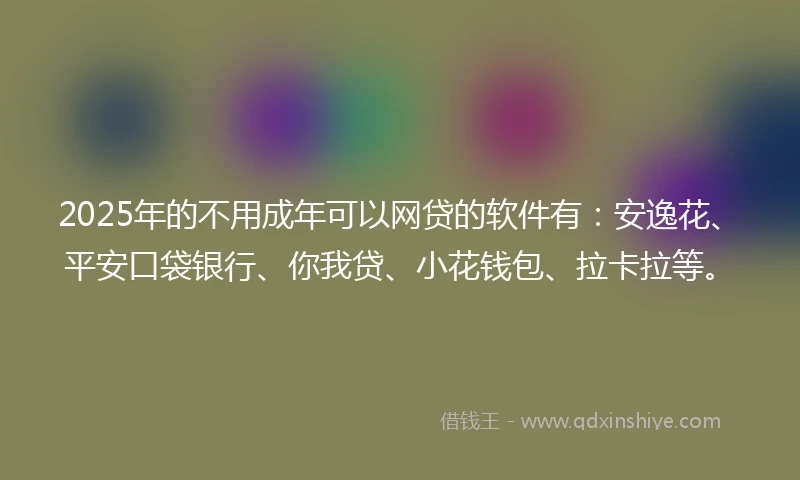 2025年的不用成年可以网贷的软件有:安逸花、平安口袋银行、你我贷、小花钱包、拉卡拉等。