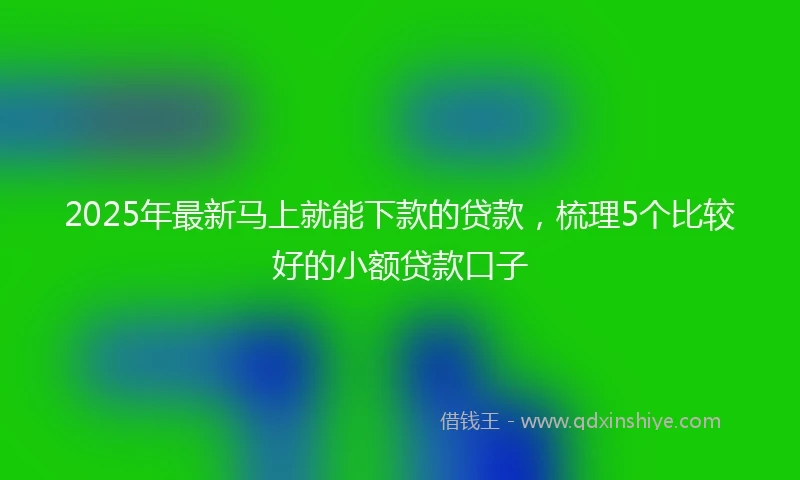 2025年最新马上就能下款的贷款，梳理5个比较好的小额贷款口子