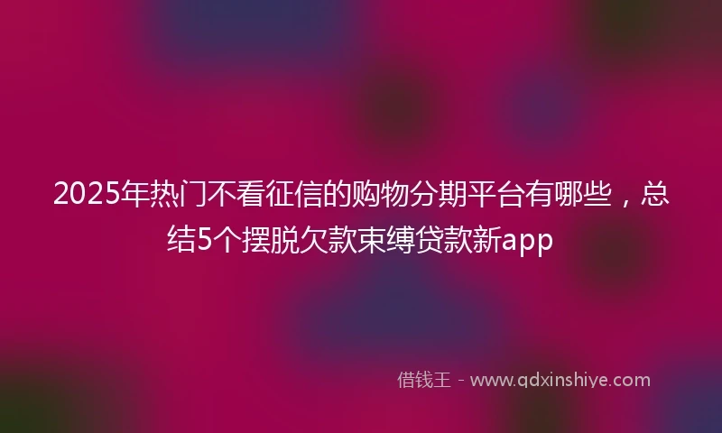 2025年热门不看征信的购物分期平台有哪些,总结5个摆脱欠款束缚贷款新app