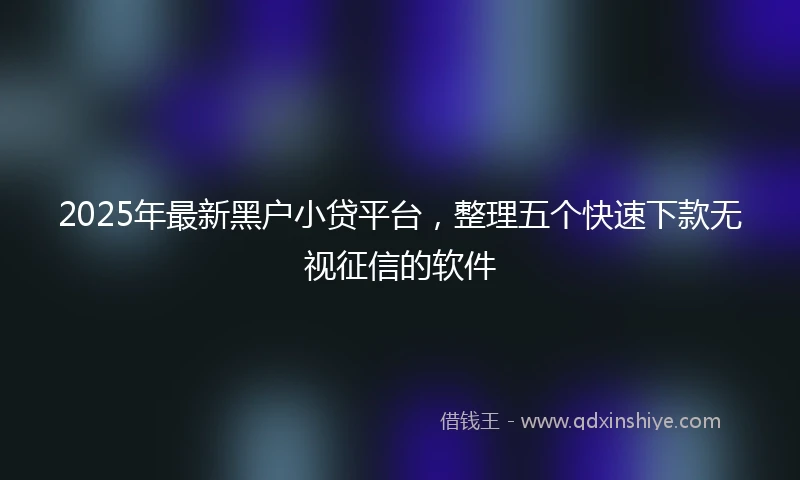 2025年最新黑户小贷平台，整理五个快速下款无视征信的软件