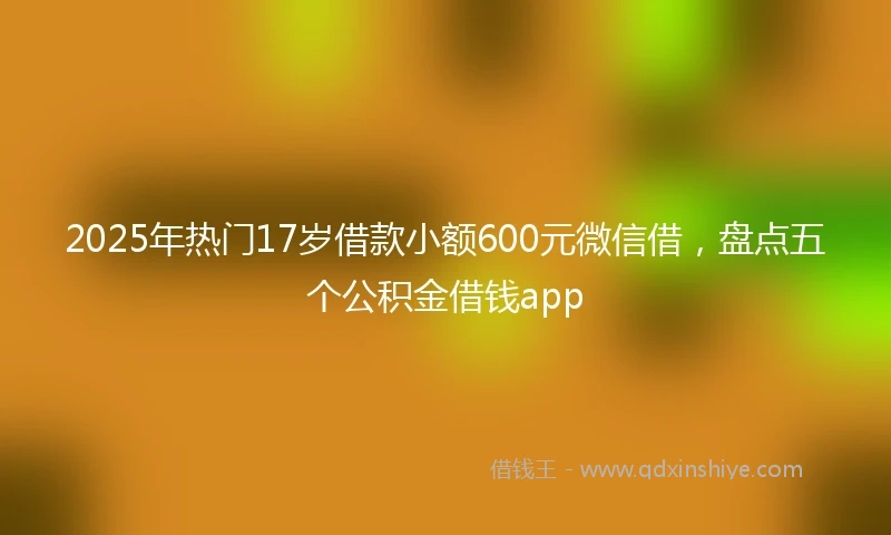 2025年热门17岁借款小额600元微信借，盘点五个公积金借钱app