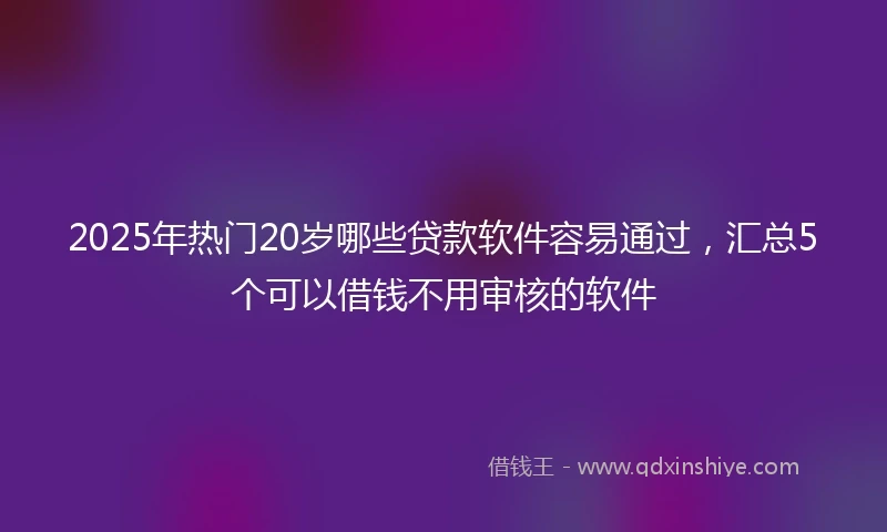 2025年热门20岁哪些贷款软件容易通过,汇总5个可以借钱不用审核的软件