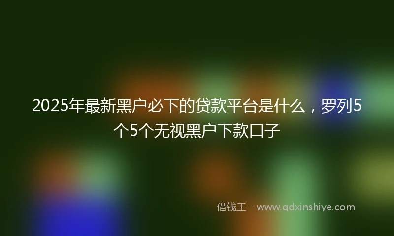 2025年最新黑户必下的贷款平台是什么，罗列5个5个无视黑户下款口子