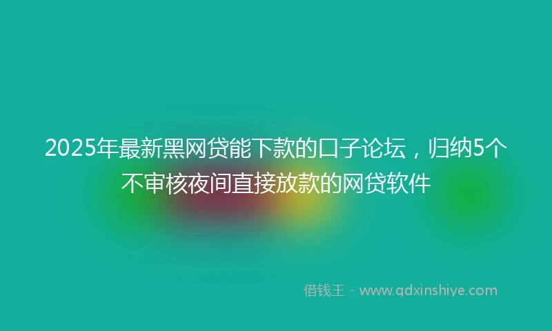 2025年最新黑网贷能下款的口子论坛，归纳5个不审核夜间直接放款的网贷软件