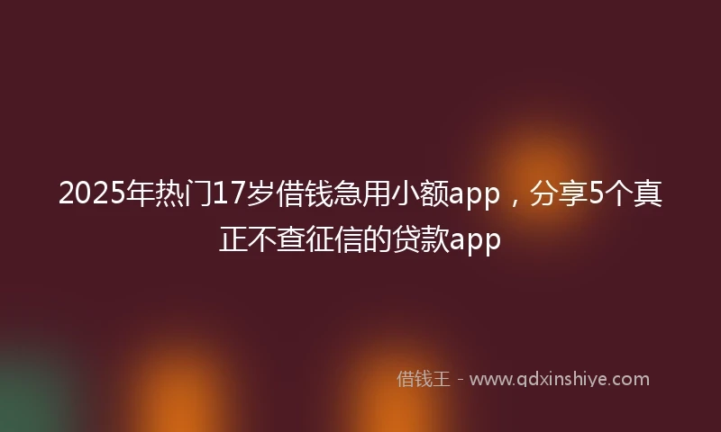 2025年热门17岁借钱急用小额app，分享5个真正不查征信的贷款app