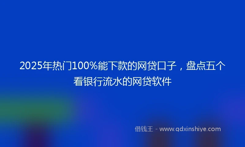 2025年热门100%能下款的网贷口子，盘点五个看银行流水的网贷软件