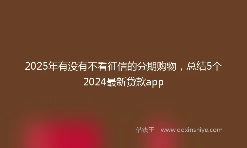 2025年有没有不看征信的分期购物，总结5个2024最新贷款app