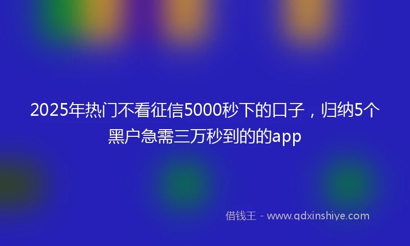 2025年热门不看征信5000秒下的口子，归纳5个黑户急需三万秒到的的app
