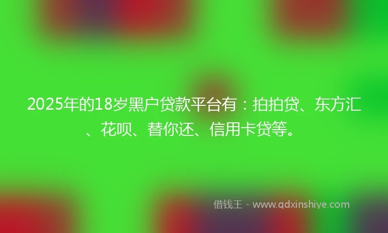 2025年的18岁黑户贷款平台有：拍拍贷、东方汇、花呗、替你还、信用卡贷等。