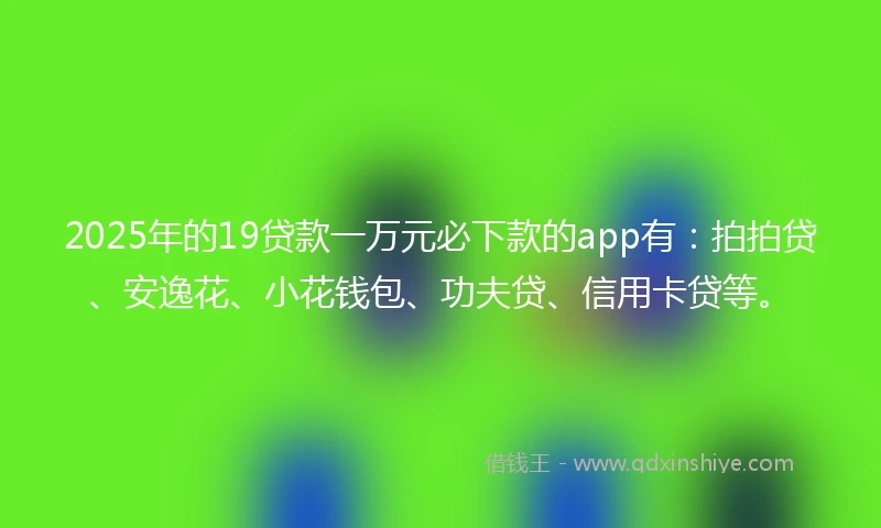 2025年的19贷款一万元必下款的app有：拍拍贷、安逸花、小花钱包、功夫贷、信用卡贷等。