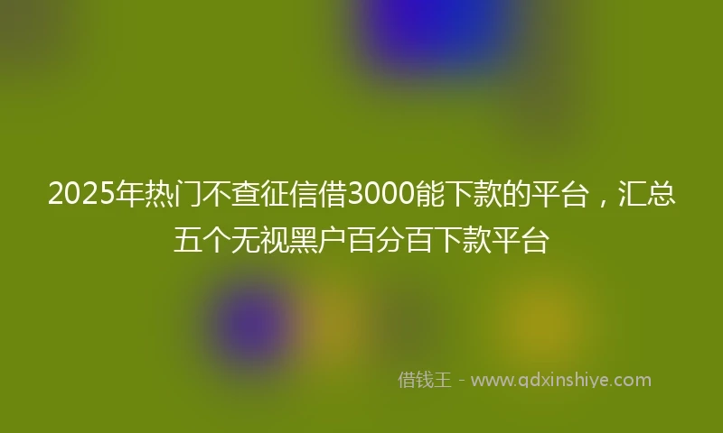 2025年热门不查征信借3000能下款的平台，汇总五个无视黑户百分百下款平台