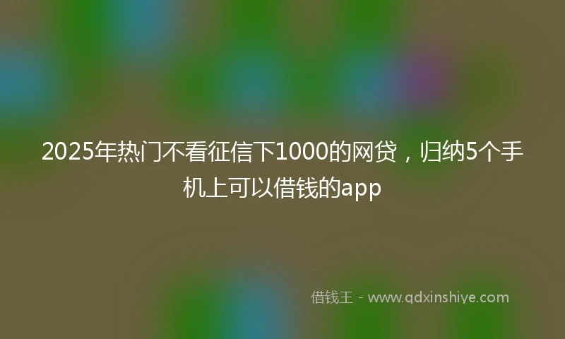 2025年热门不看征信下1000的网贷，归纳5个手机上可以借钱的app