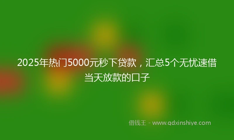 2025年热门5000元秒下贷款，汇总5个无忧速借当天放款的口子