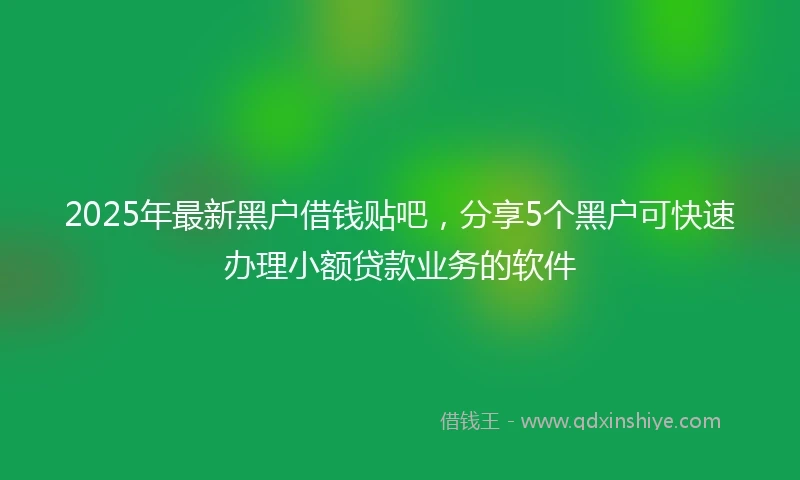 2025年最新黑户借钱贴吧,分享5个黑户可快速办理小额贷款业务的软件
