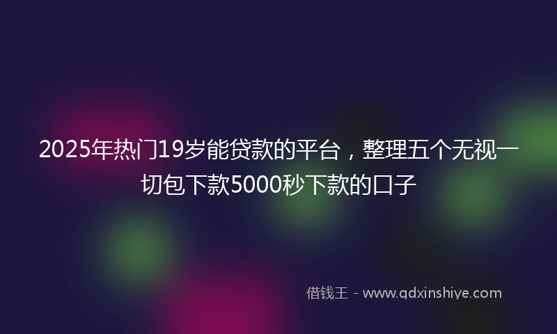 2025年热门19岁能贷款的平台，整理五个无视一切包下款5000秒下款的口子