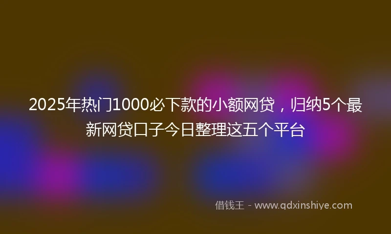 2025年热门1000必下款的小额网贷，归纳5个最新网贷口子今日整理这五个平台