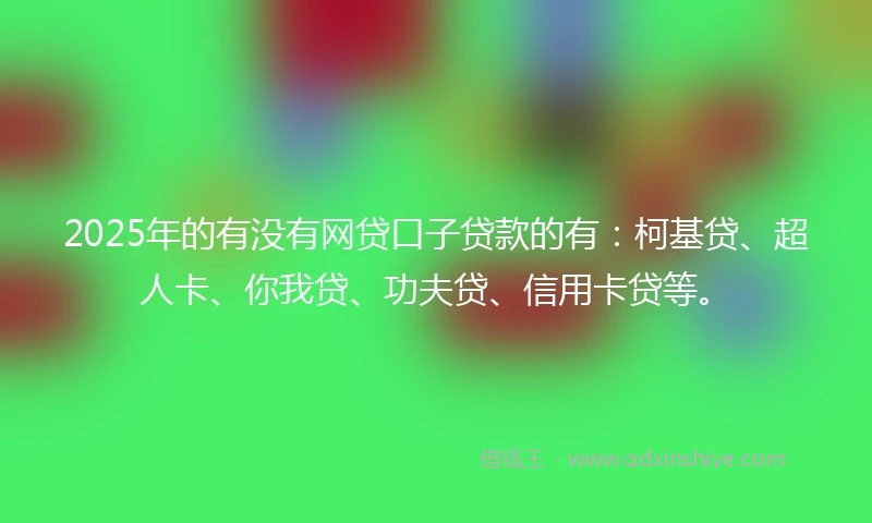 2025年的有没有网贷口子贷款的有：柯基贷、超人卡、你我贷、功夫贷、信用卡贷等。
