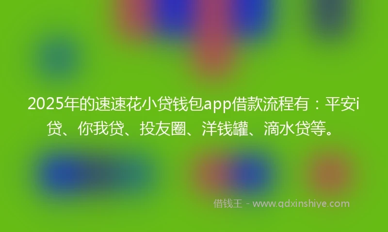 2025年的速速花小贷钱包app借款流程有：平安i贷、你我贷、投友圈、洋钱罐、滴水贷等。