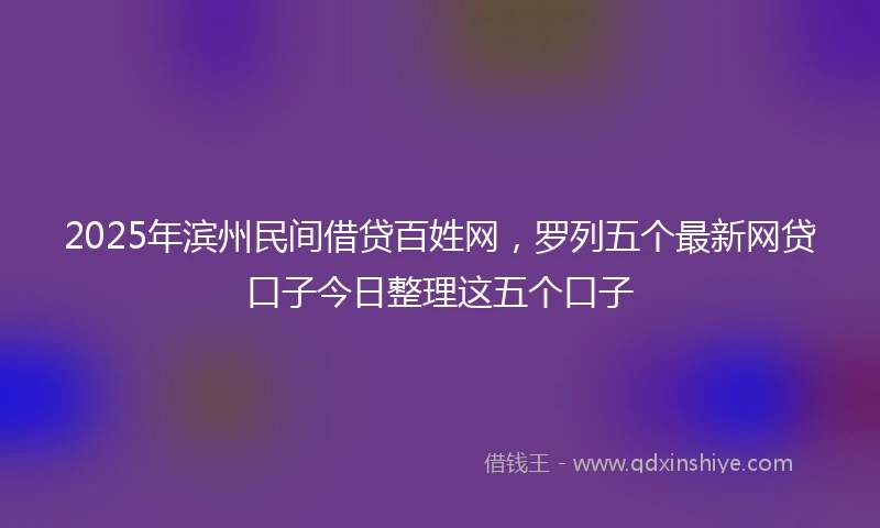 2025年滨州民间借贷百姓网，罗列五个最新网贷口子今日整理这五个口子