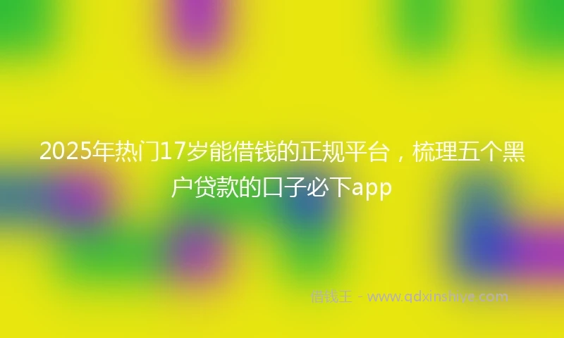 2025年热门17岁能借钱的正规平台，梳理五个黑户贷款的口子必下app