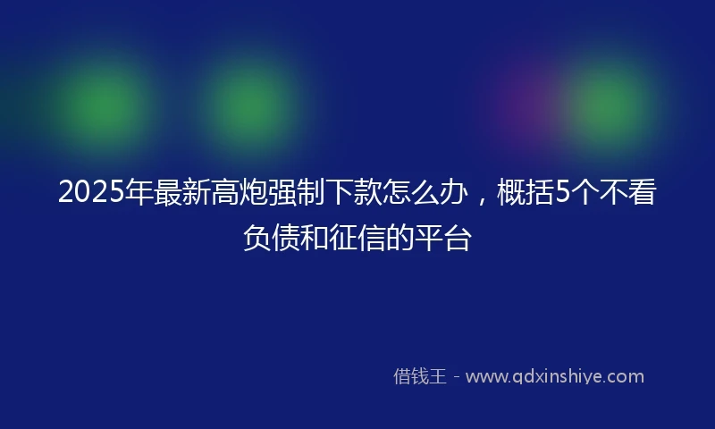 2025年最新高炮强制下款怎么办，概括5个不看负债和征信的平台