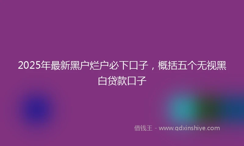 2025年最新黑户烂户必下口子,概括五个无视黑白贷款口子
