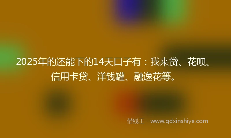 2025年的还能下的14天口子有：我来贷、花呗、信用卡贷、洋钱罐、融逸花等。