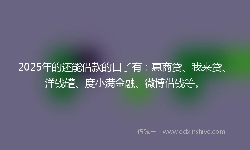 2025年的还能借款的口子有：惠商贷、我来贷、洋钱罐、度小满金融、微博借钱等。