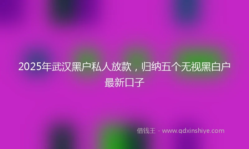 2025年武汉黑户私人放款，归纳五个无视黑白户最新口子
