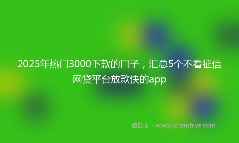 2025年热门3000下款的口子，汇总5个不看征信网贷平台放款快的app
