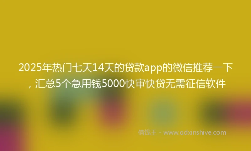 2025年热门七天14天的贷款app的微信推荐一下，汇总5个急用钱5000快审快贷无需征信软件