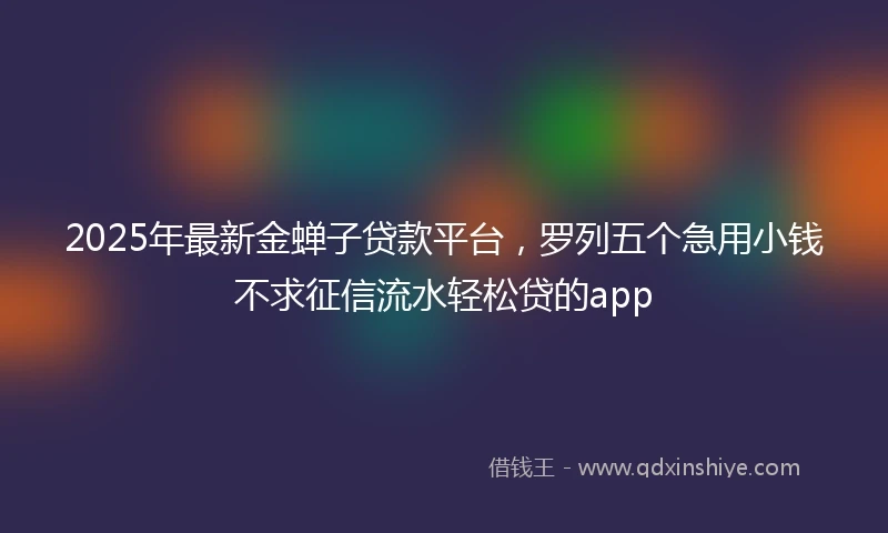 2025年最新金蝉子贷款平台，罗列五个急用小钱不求征信流水轻松贷的app