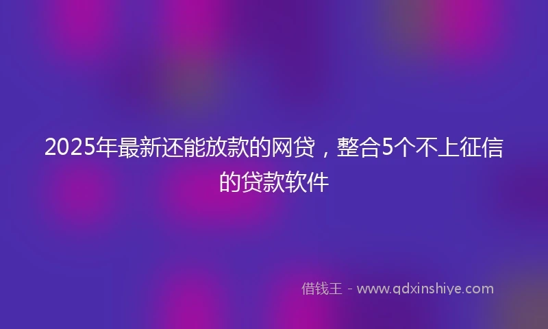 2025年最新还能放款的网贷，整合5个不上征信的贷款软件
