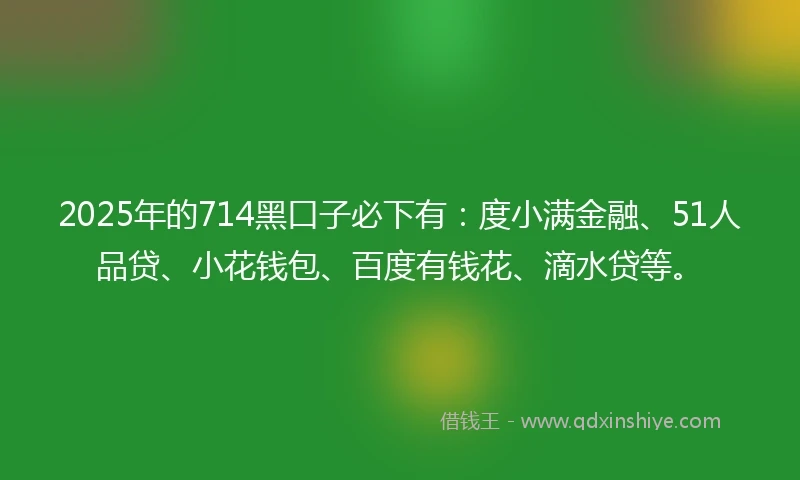 2025年的714黑口子必下有:度小满金融、51人品贷、小花钱包、百度有钱花、滴水贷等。