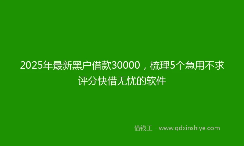 2025年最新黑户借款30000，梳理5个急用不求评分快借无忧的软件