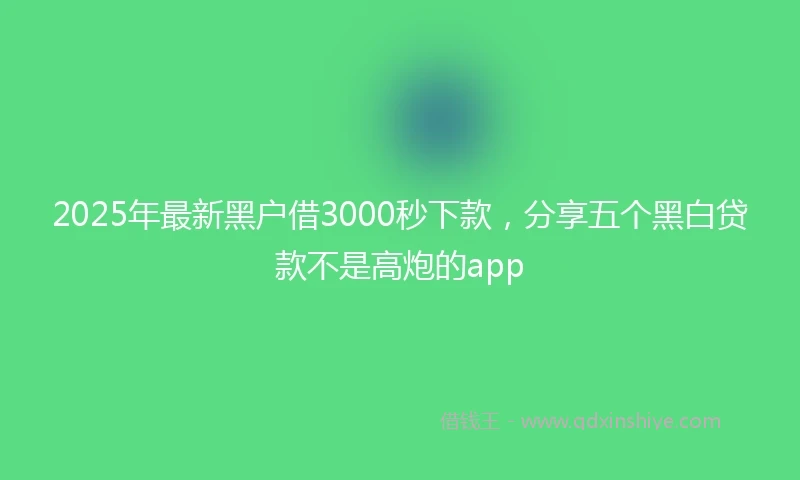 2025年最新黑户借3000秒下款，分享五个黑白贷款不是高炮的app