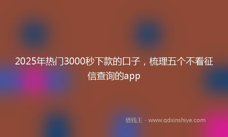 2025年热门3000秒下款的口子，梳理五个不看征信查询的app