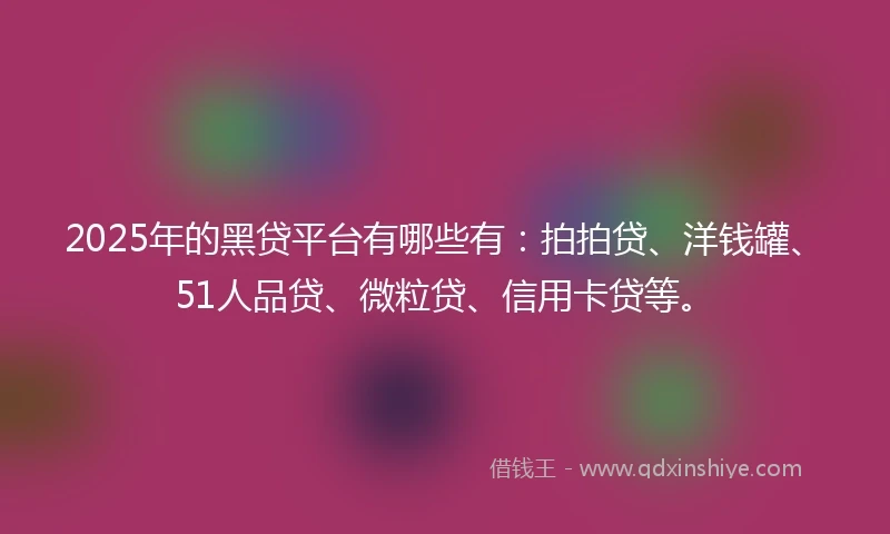 2025年的黑贷平台有哪些有：拍拍贷、洋钱罐、51人品贷、微粒贷、信用卡贷等。