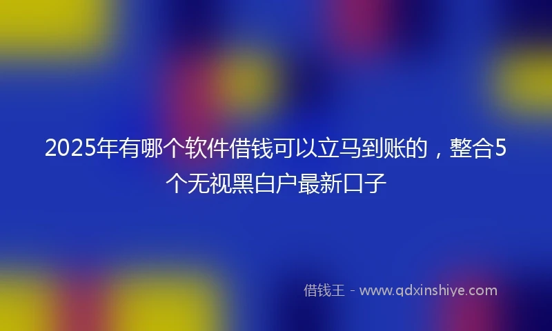 2025年有哪个软件借钱可以立马到账的，整合5个无视黑白户最新口子