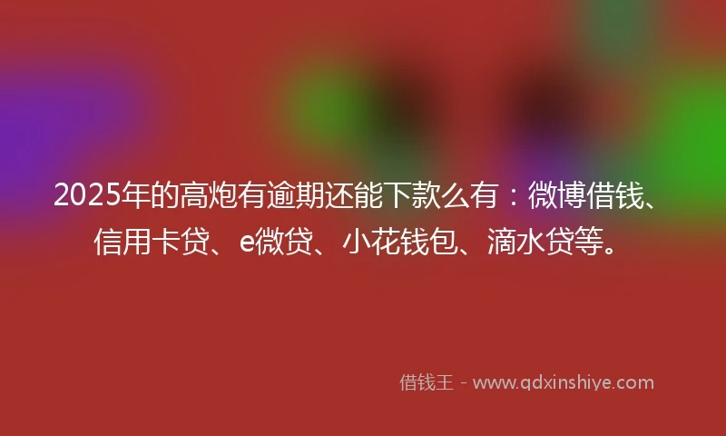 2025年的高炮有逾期还能下款么有：微博借钱、信用卡贷、e微贷、小花钱包、滴水贷等。