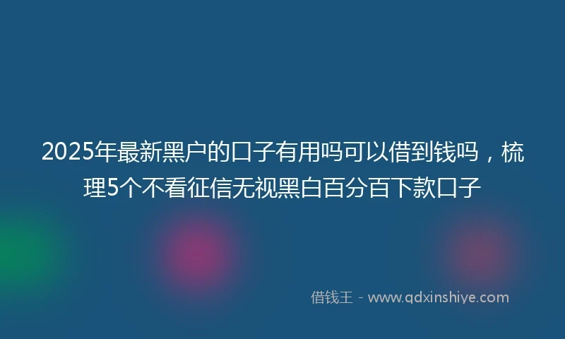 2025年最新黑户的口子有用吗可以借到钱吗,梳理5个不看征信无视黑白百分百下款口子